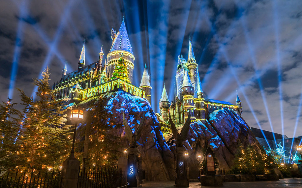 festa de Natal na Universal Orlando Resort - castelo Hogwarts